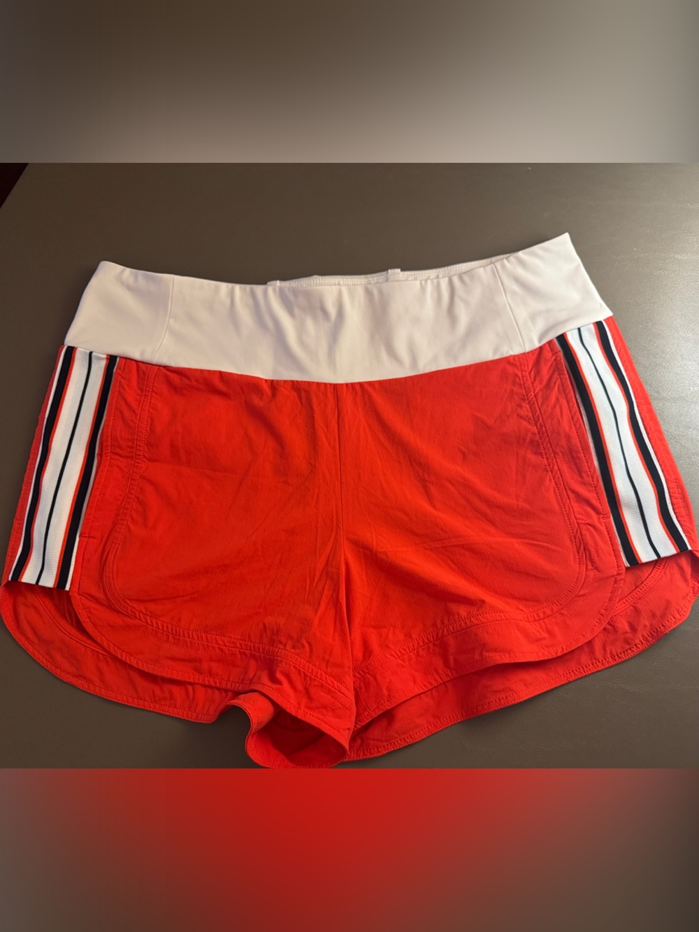 Athleta Shorts with White Waistband and Navy Stripe Detail